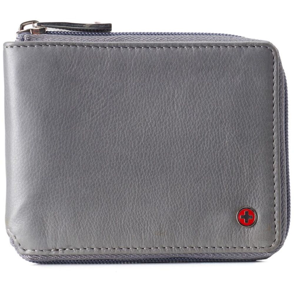Alpine Swiss Zipper Bifold Wallet for Men Women RFID Protected Genuine Leather